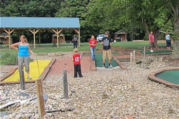 a group of people in a park
